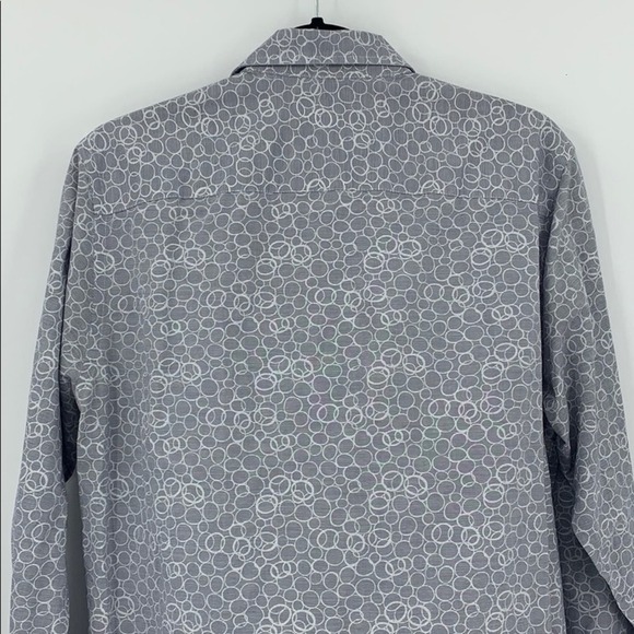 Tallia Gray Geometric Circles Modern Fit Sport Shirt Size Medium - Picture 9 of 16